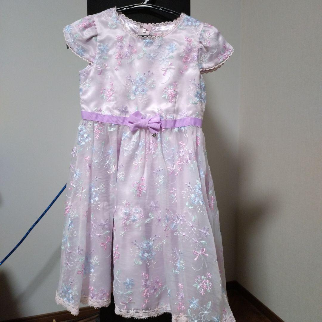 メゾピアノ　ピンク 花柄刺繍 ドレス 120cm カーディガンセット