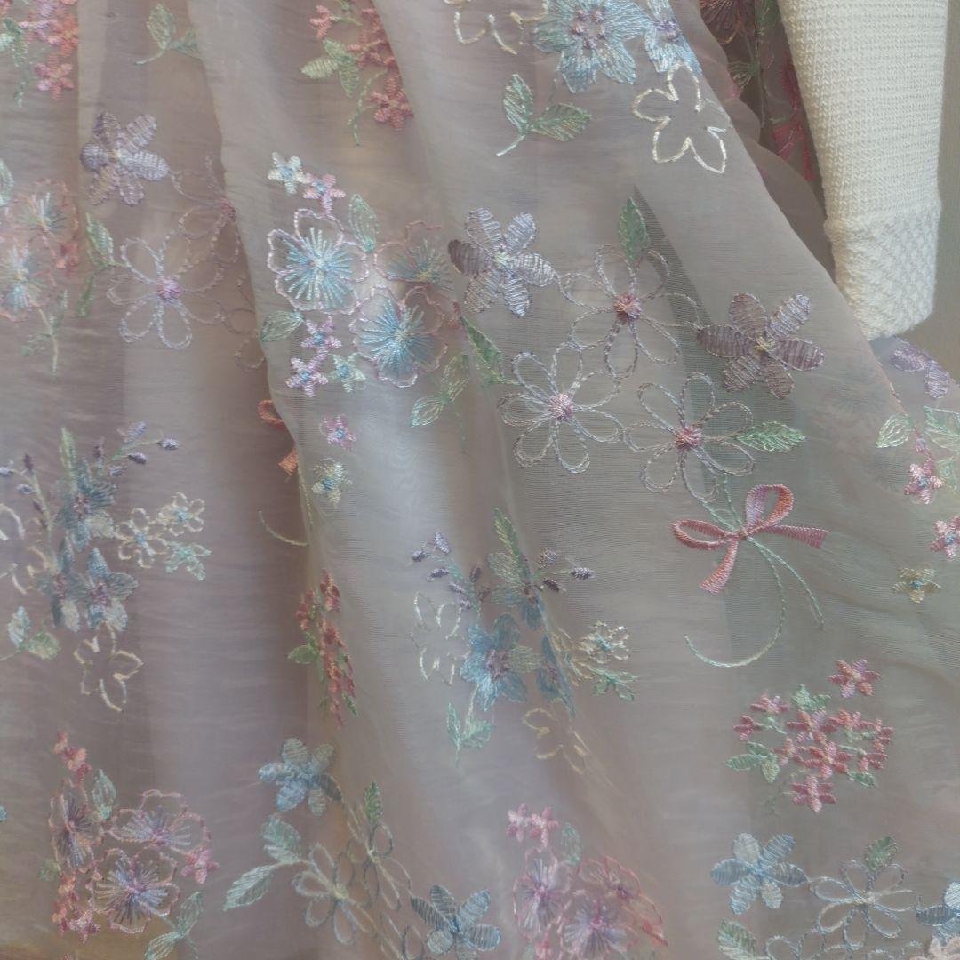 メゾピアノ　ピンク 花柄刺繍 ドレス 120cm カーディガンセット