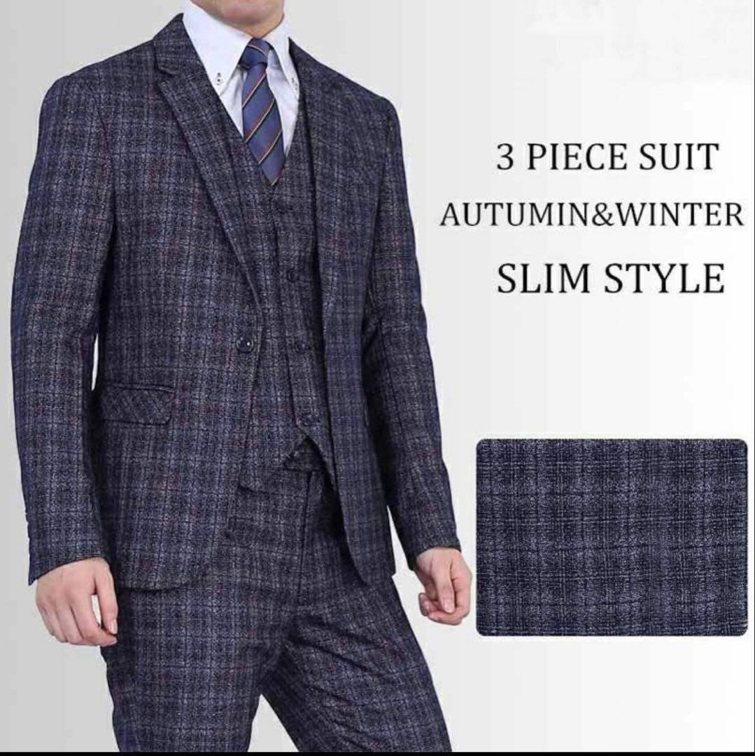 スーツ メンズ 在庫サイズM,L,XL,2XL 一つボタン 3ピーススーツ