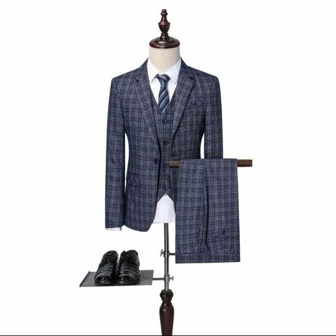 スーツ メンズ 在庫サイズM,L,XL,2XL 一つボタン 3ピーススーツ