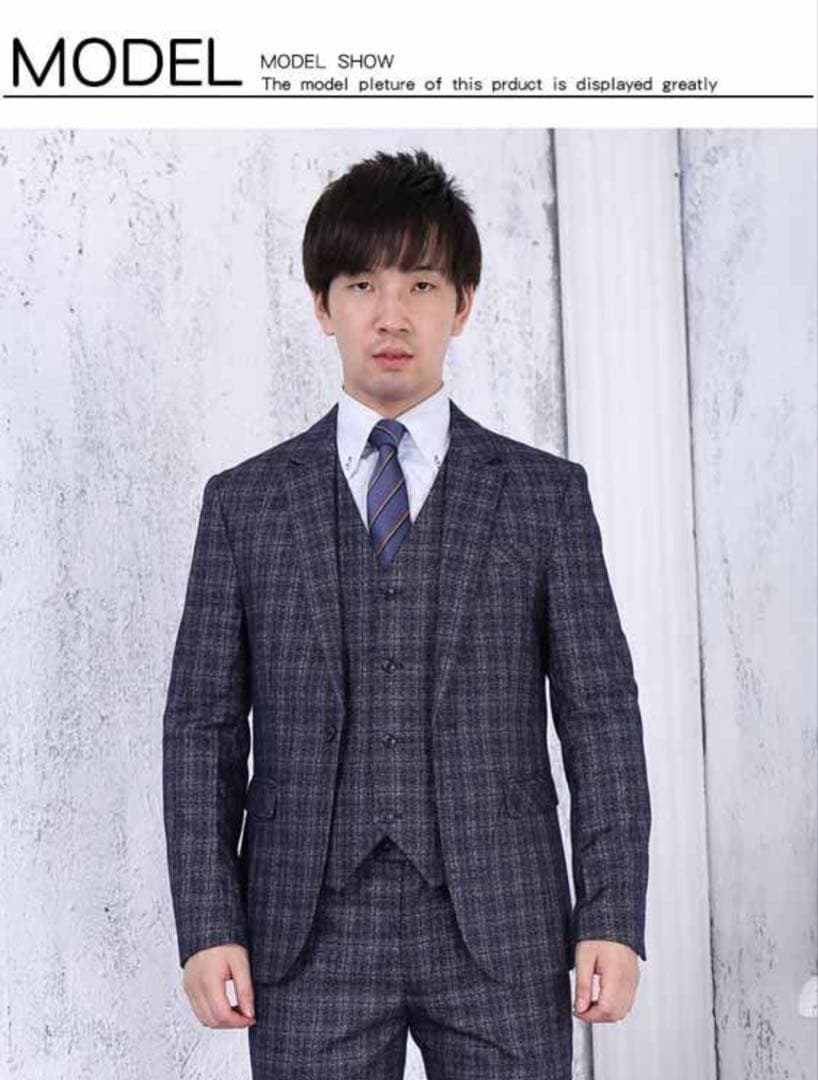 スーツ メンズ 在庫サイズM,L,XL,2XL 一つボタン 3ピーススーツ