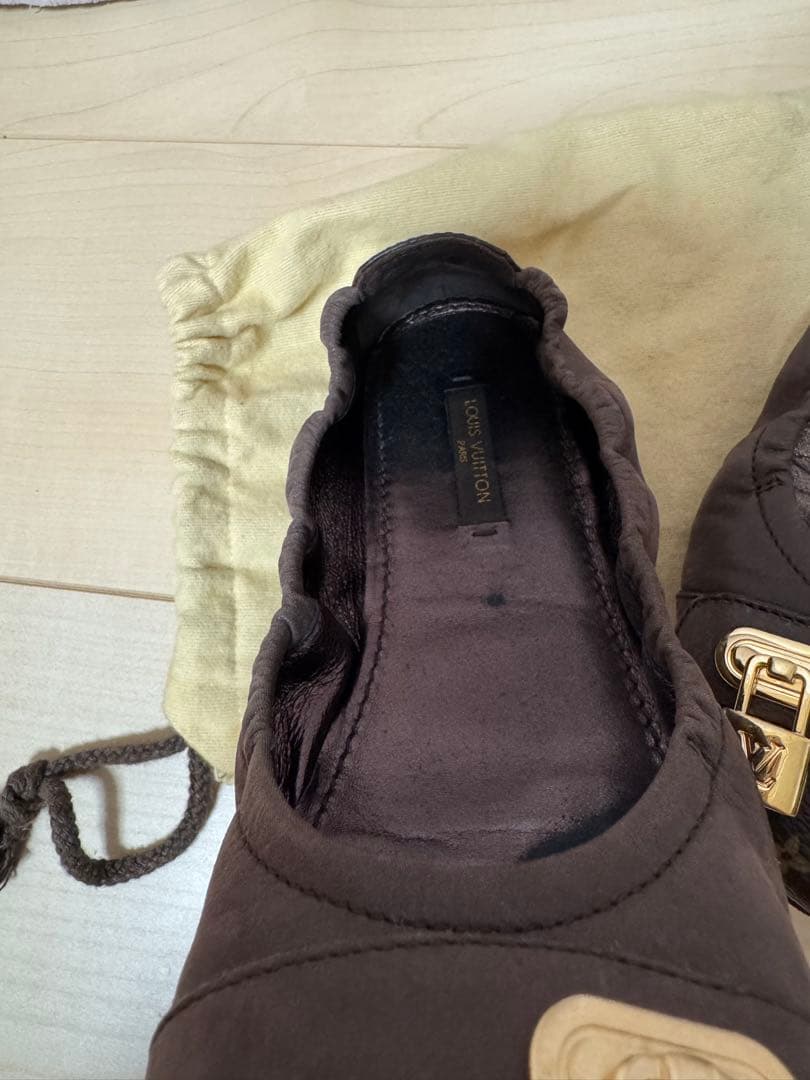LOUIS VUITTON モノグラム パドロック バレエシューズ 35½