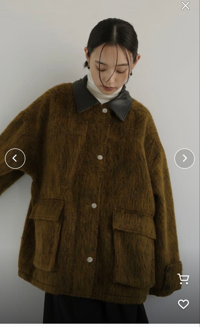 hellam レザーカラーシャギーコート マスタード