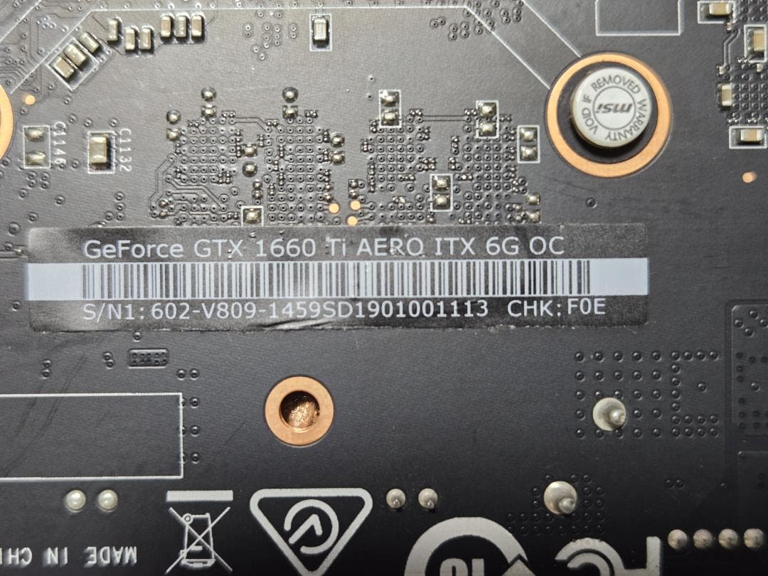 グラフィックボード・グラボ・ビデオカード MSI GeForce GTX 1660 Ti AERO ITX 6G OC