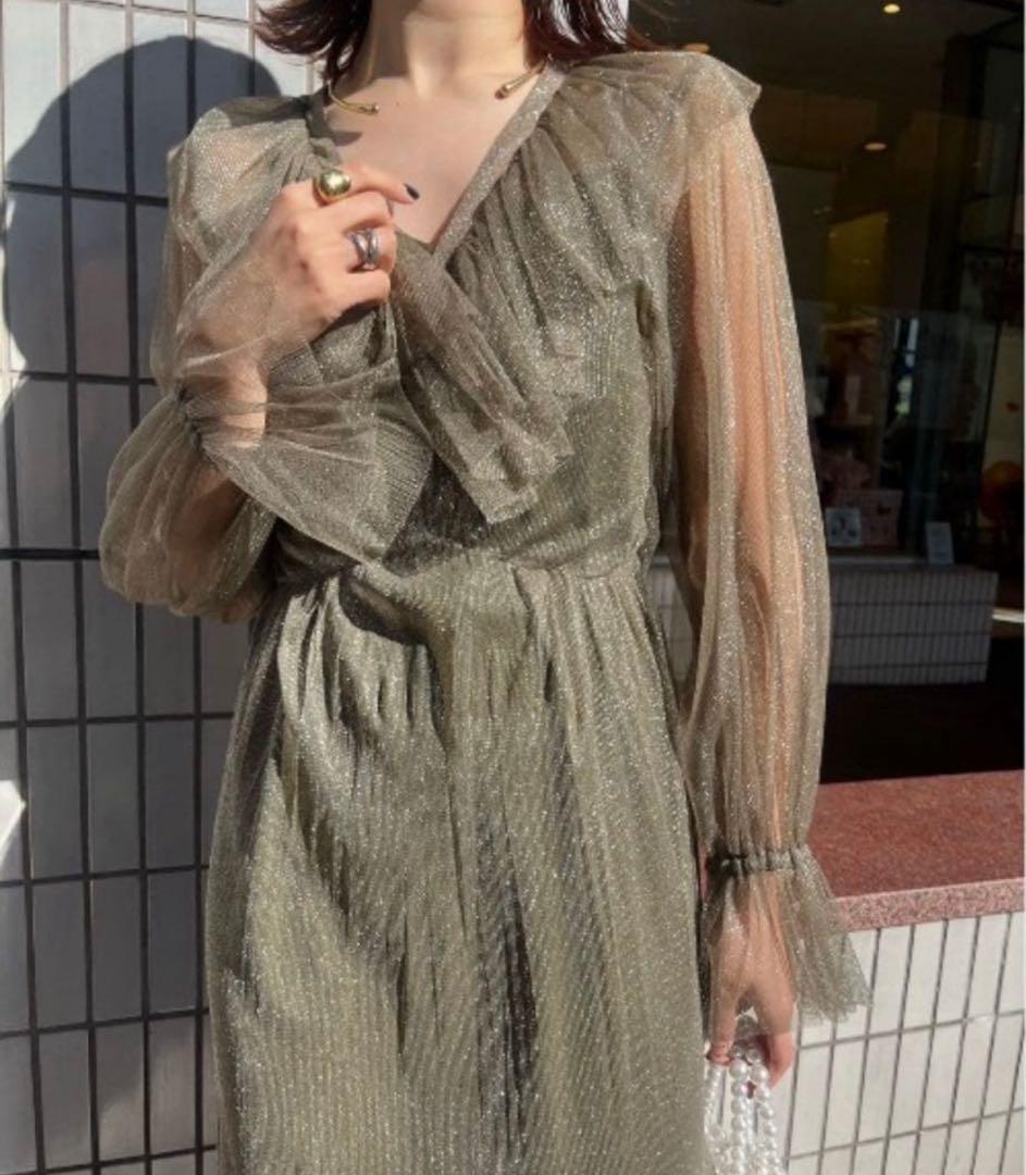 スーツ・フォーマル・ドレス AMERI GLITTER FRILL COLLAR DRESS