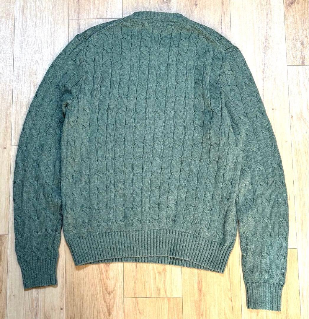 POLO RALPH LAUREN 長袖ケーブルニット グリーン 現行QRタグ