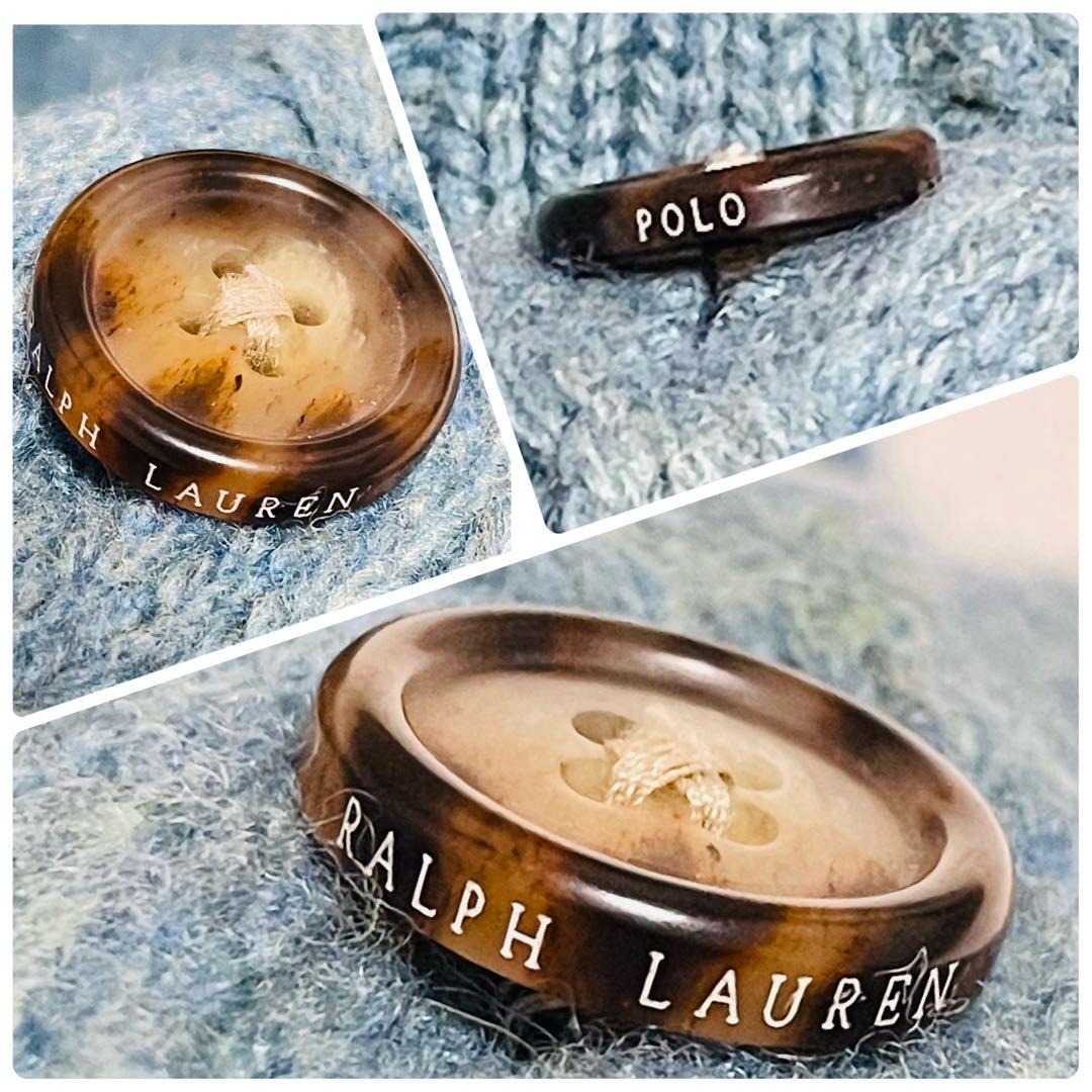 ポロラルフローレン　太ケーブル　QRタグ　カーディガン　刺繍　カシミヤ　洗濯可