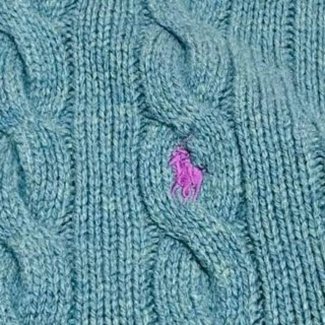 ポロラルフローレン　太ケーブル　QRタグ　カーディガン　刺繍　カシミヤ　洗濯可