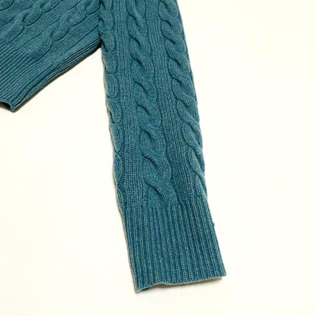 ポロラルフローレン　太ケーブル　QRタグ　カーディガン　刺繍　カシミヤ　洗濯可