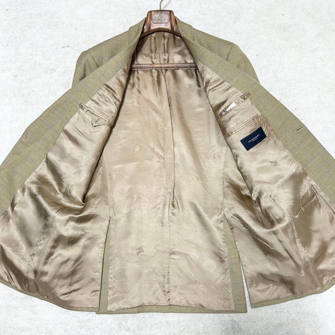 希少　バーバリーロンドン　テーラードジャケット　グレンチェック　イエロー　黄色