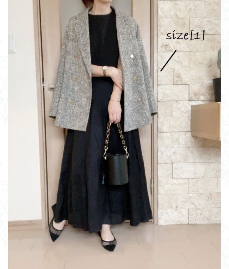 ミラオーウェン　金釦ダブルブレザー　テーラードジャケット　ツイード