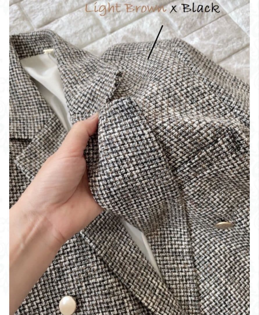 ミラオーウェン　金釦ダブルブレザー　テーラードジャケット　ツイード