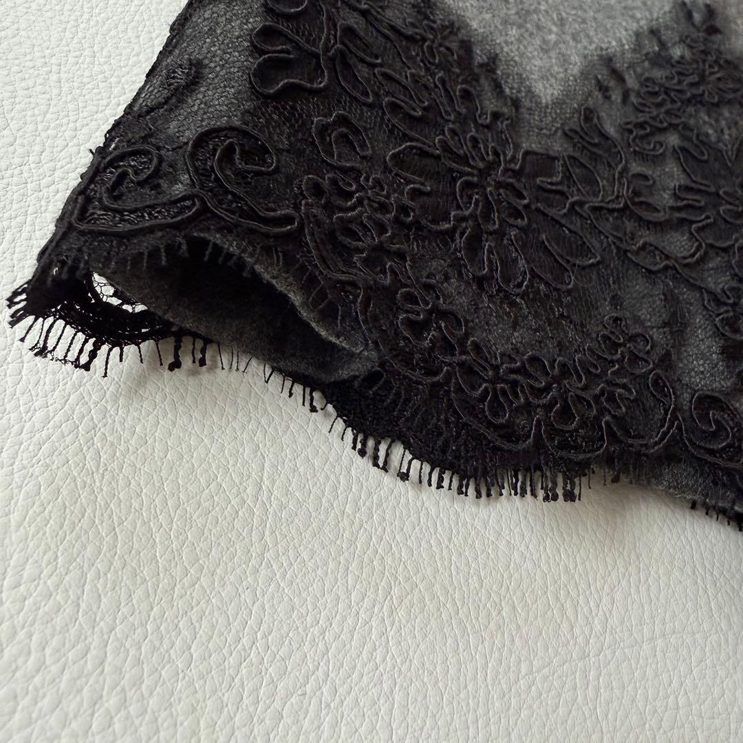 極美品✨フォクシー　裾レース　ウールワンピースドレス　グレー　40