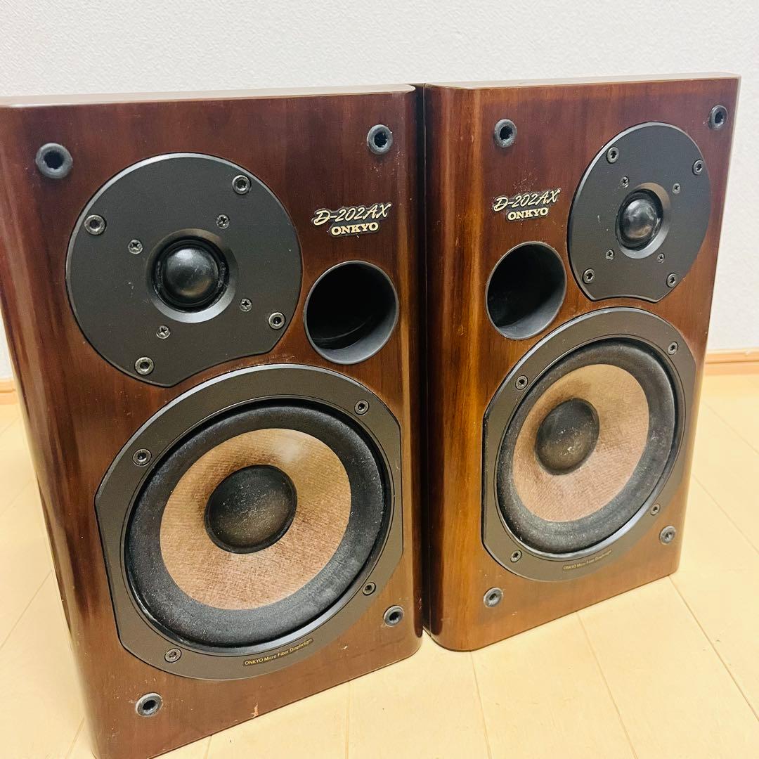 ONKYO D-202AX ダークウッド スピーカー 2台ケーブルセット