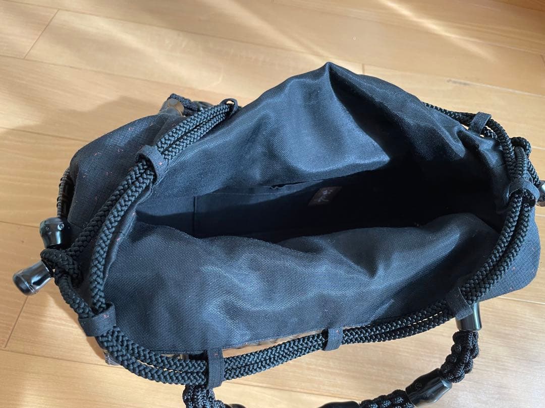 公長斎小菅　黒柄波網代ロングバッグ