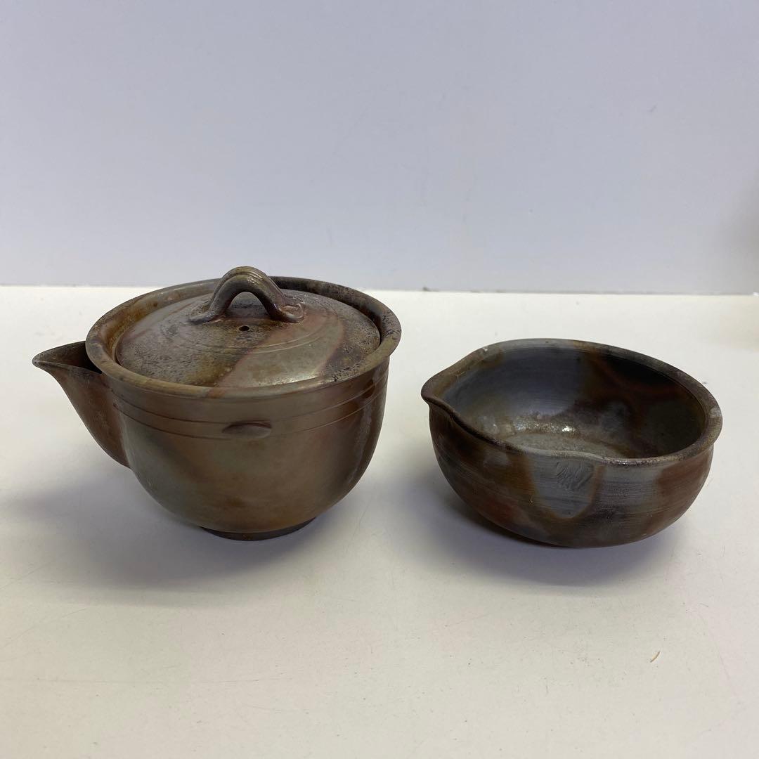 【未使用】備前焼 煎茶器 陶峰造 陶正園