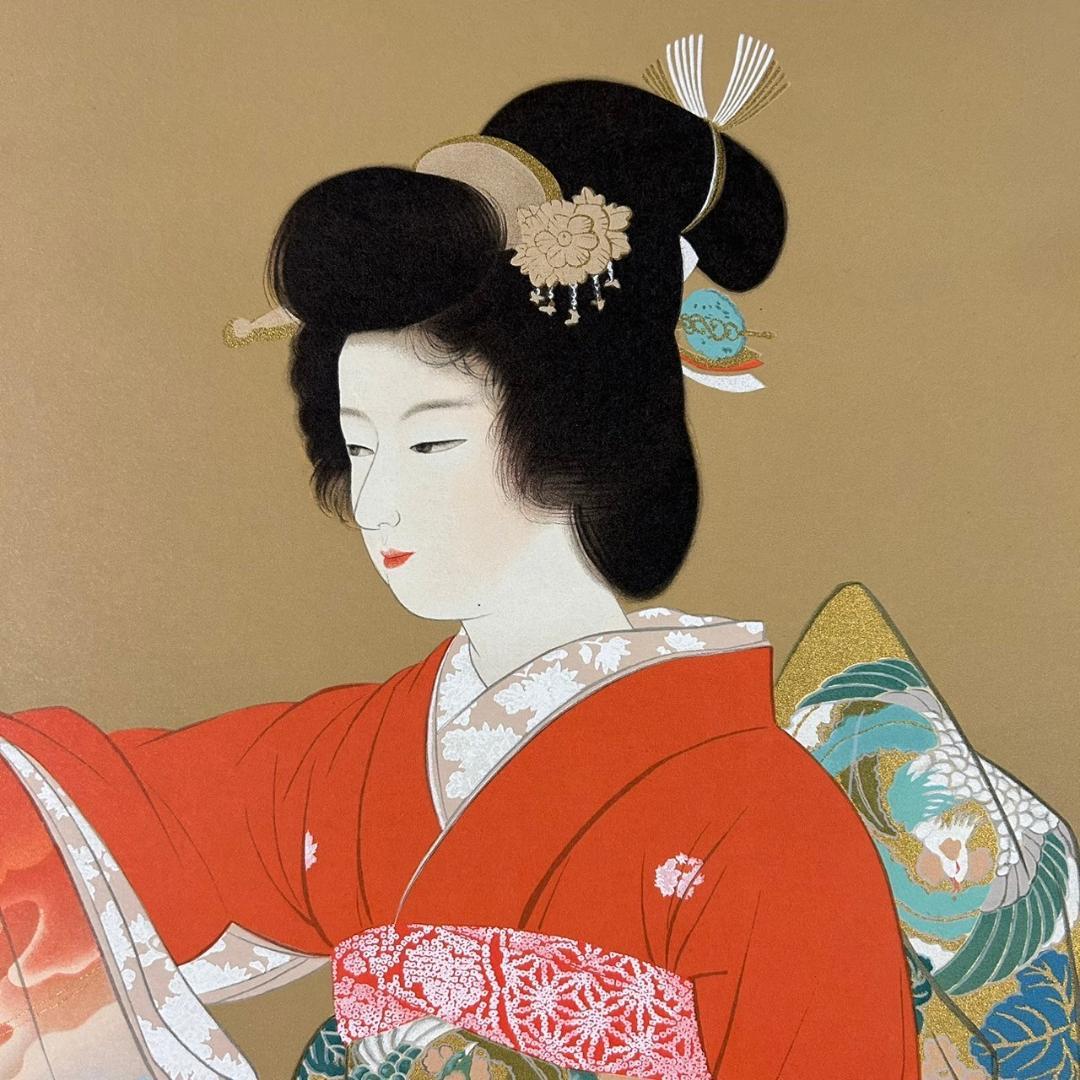 美品 掛軸 上村松園「序の舞」リトグラフ 上村松篁監修作品 証明シール有