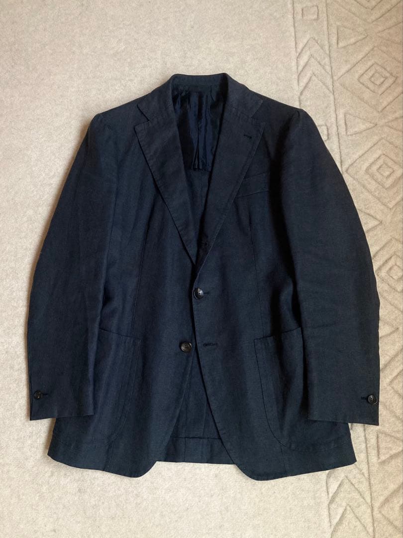 アルフォンソシリカ テーラードジャケット 44 ネイビー 麻