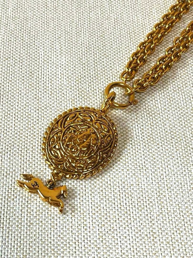 【希少・美品】CHANEL シャネル ヴィンテージ ネックレス ゴールド　馬