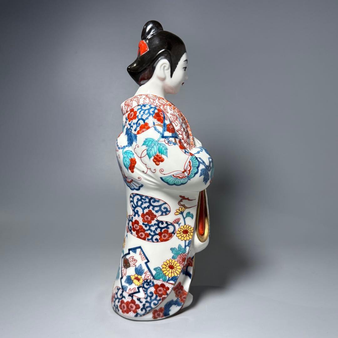 大五窯　色鍋島　古伊万里人形　高さ34cm　37cm　共箱　全手描き仕上げ