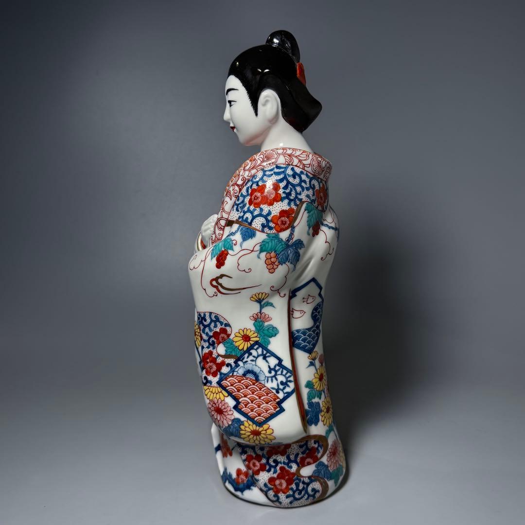 大五窯　色鍋島　古伊万里人形　高さ34cm　37cm　共箱　全手描き仕上げ