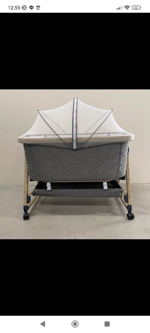 Maydolly 折りたたみ式 添い寝 ベビー用ベッド グレー