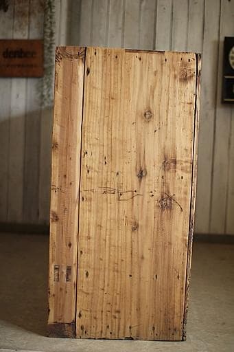 味のある大きな木枠のガラス戸棚　引き出し4杯