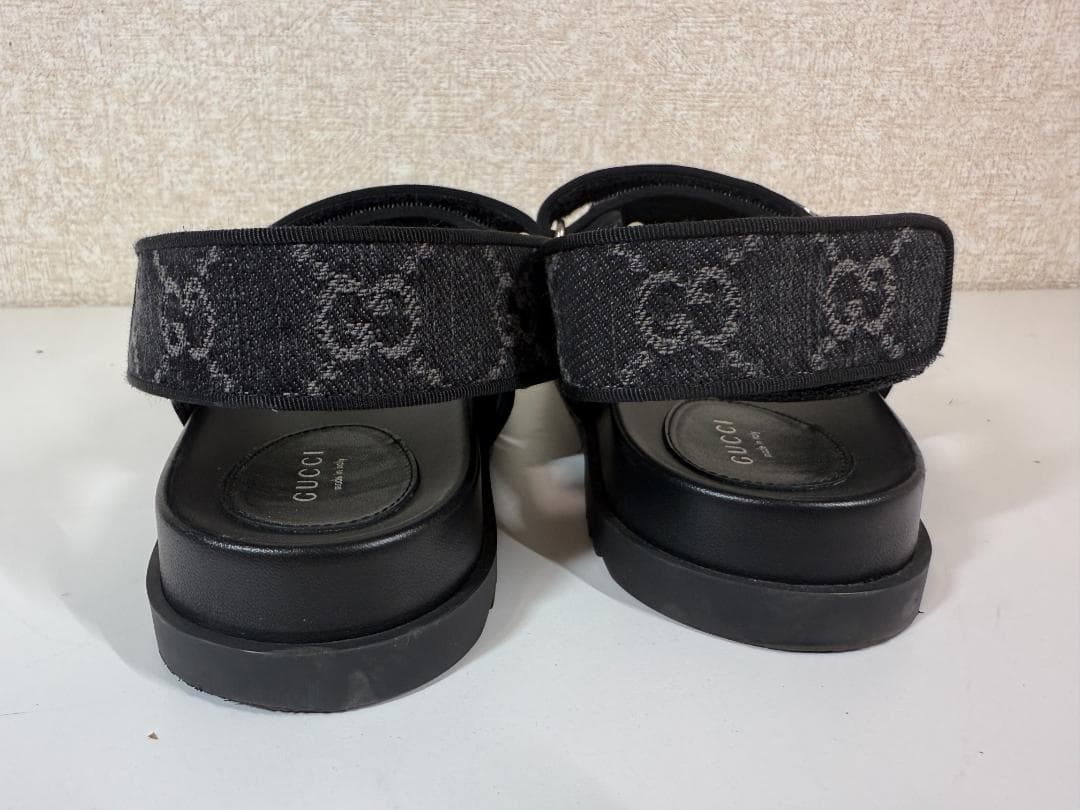 GUCCI グッチ ブラック ダブルストラップ サンダル レディース