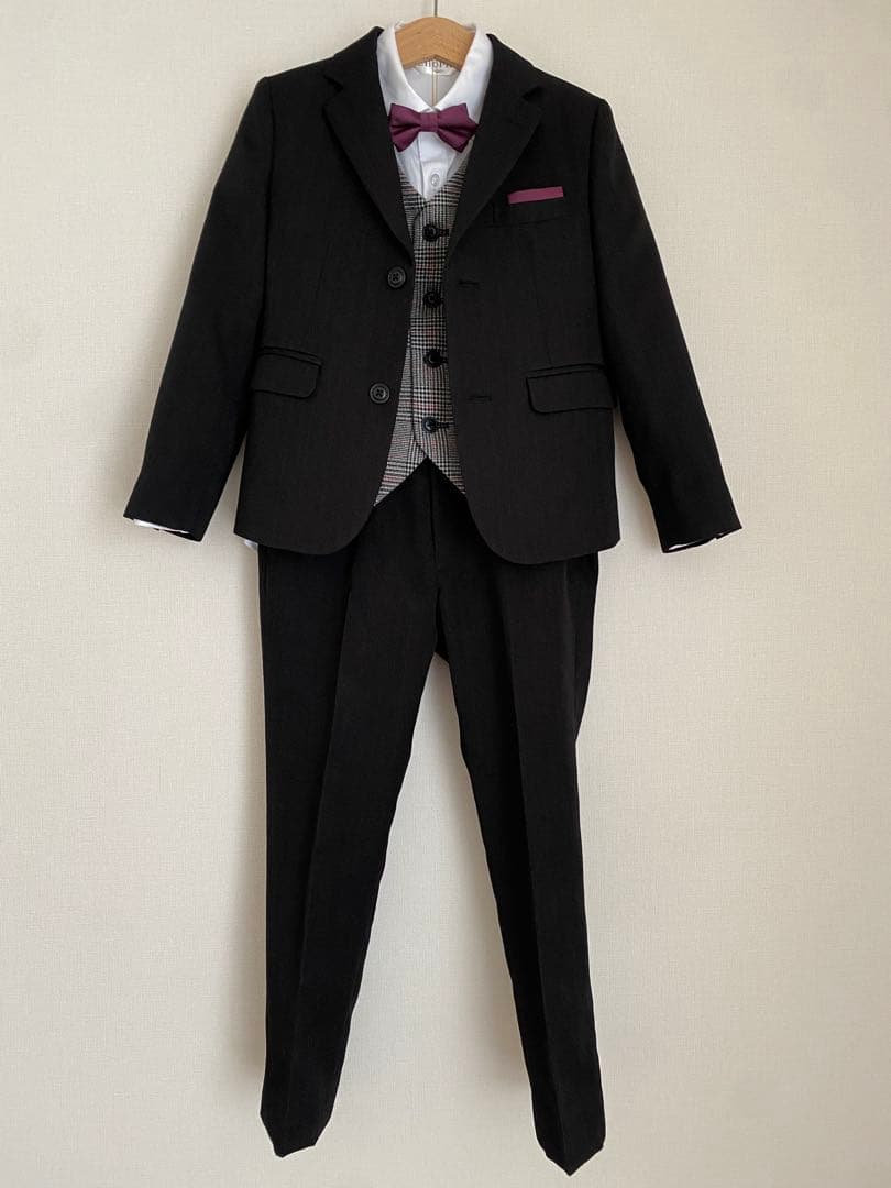 CHOPIN 黒ピンストライプ スリーピースロングパンツスーツ 120サイズ