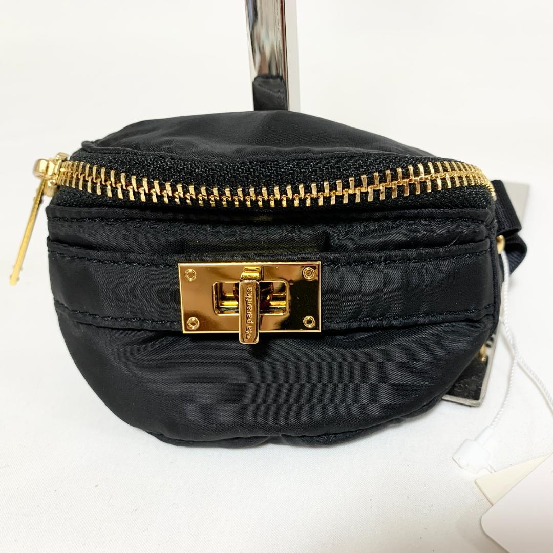 新品タグ付　シータパランティカ　ボディバッグ　ポーチ　ナイロン　ゴールド金具　黒