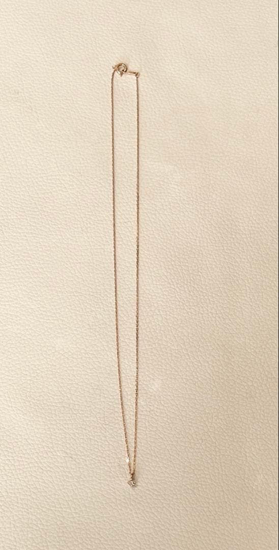 K10 ピンクゴールド 一粒ストーン ネックレス 40cm 華奢 シンプル