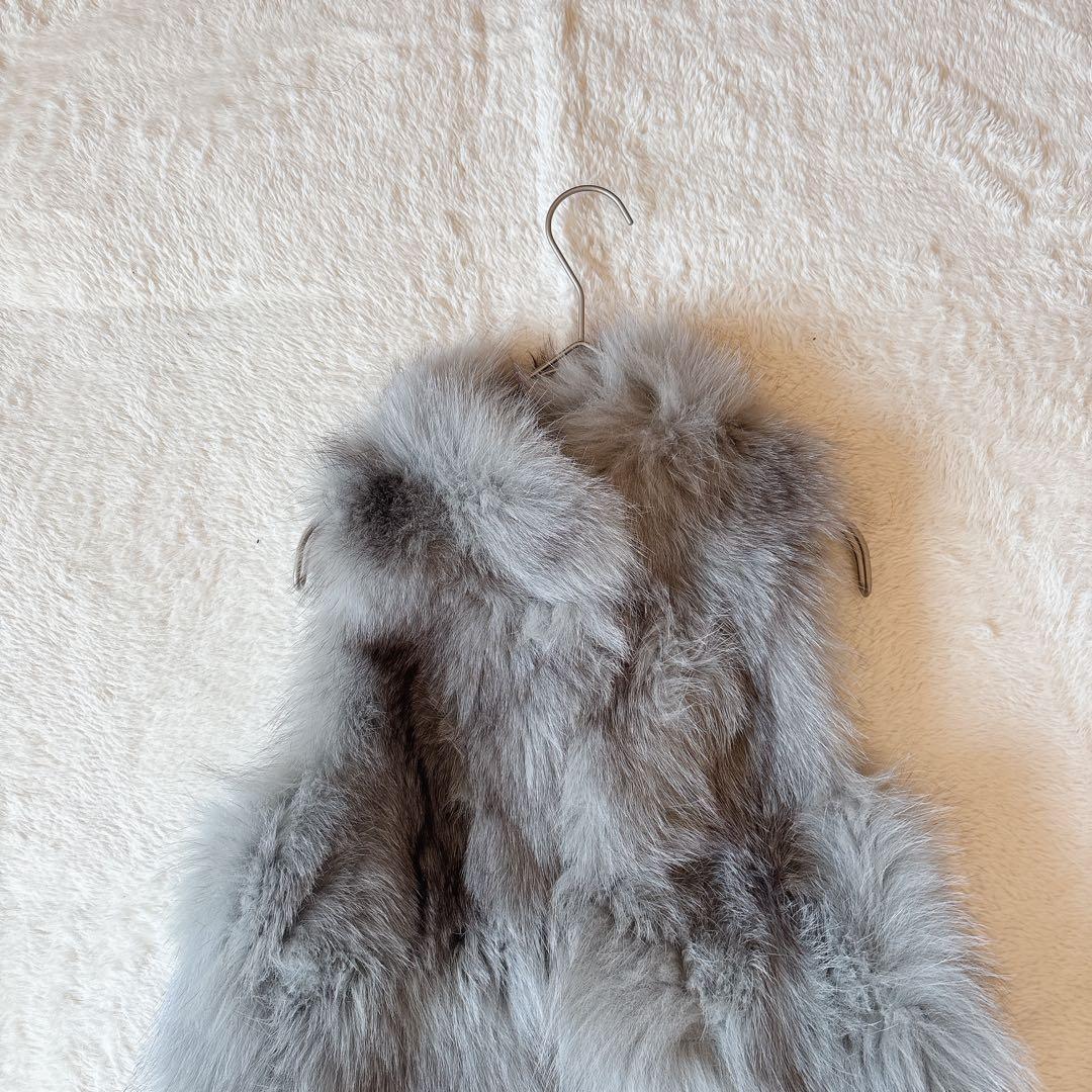 [超美品]SUGAR ROSE リアル フォクス ファー ベスト グレー