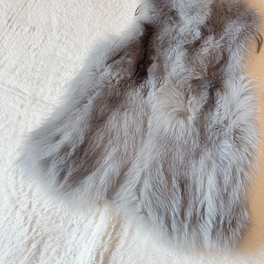 [超美品]SUGAR ROSE リアル フォクス ファー ベスト グレー
