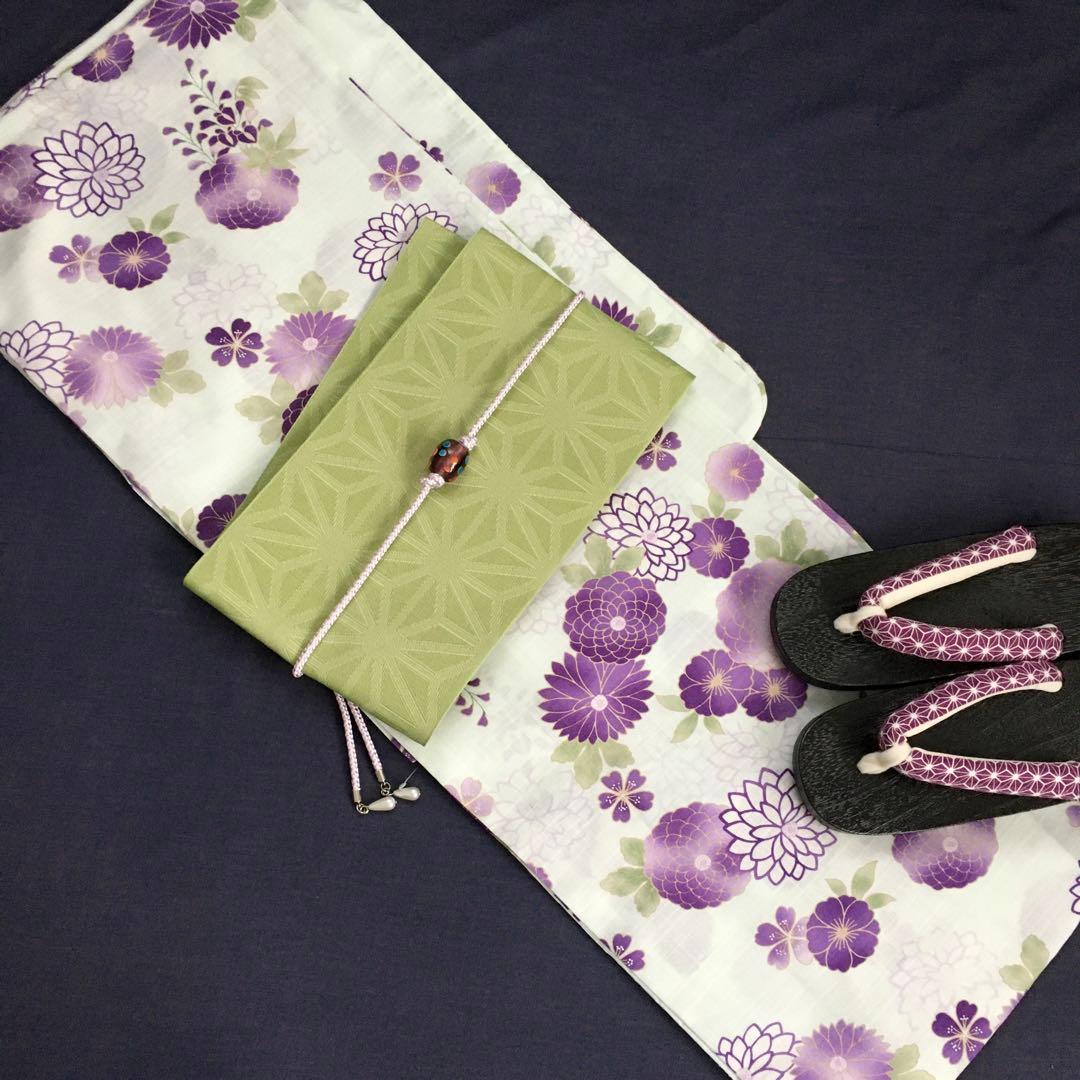 凛々 淡水にふわり 大和菊★大人ゆかた 浴衣セット★新品 ゆかた 3点セット