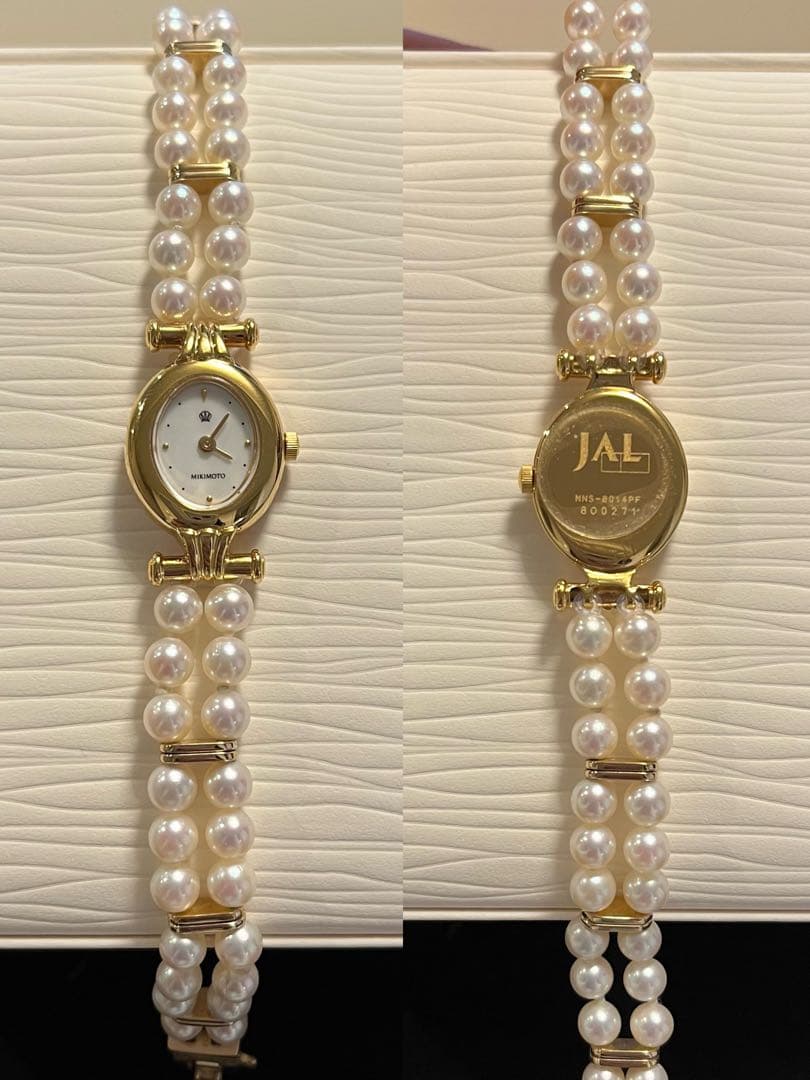 ミキモト パール ブレスレット 腕時計 JAL限定 シェル文字盤 稼働品