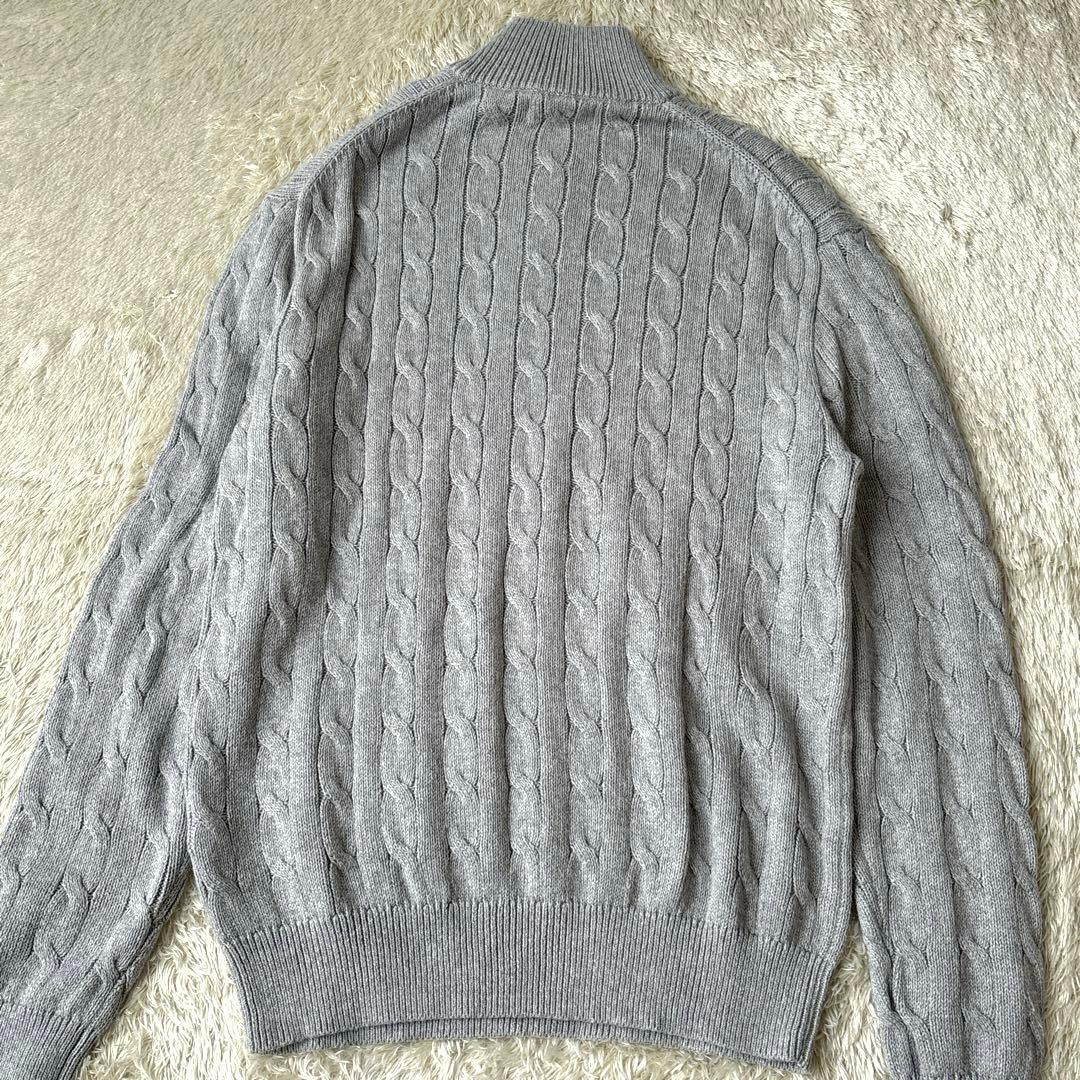 極美品☆ポロラルフローレン　ハーフジップケーブルニット　刺繍ポニー　近年　グレー