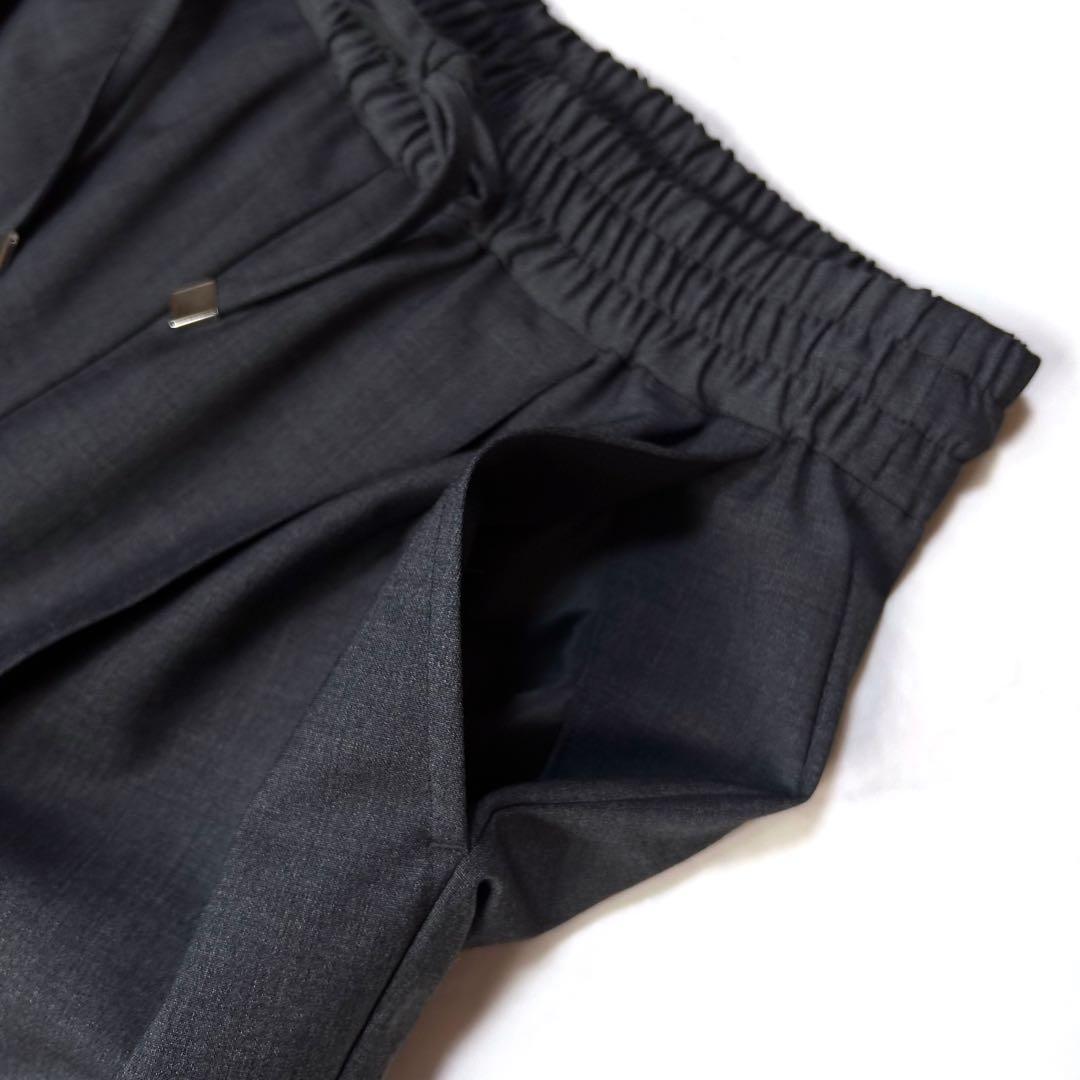 美品 OHGA オーガ モデルパンツ グレー Mサイズウエストゴムセンターライン