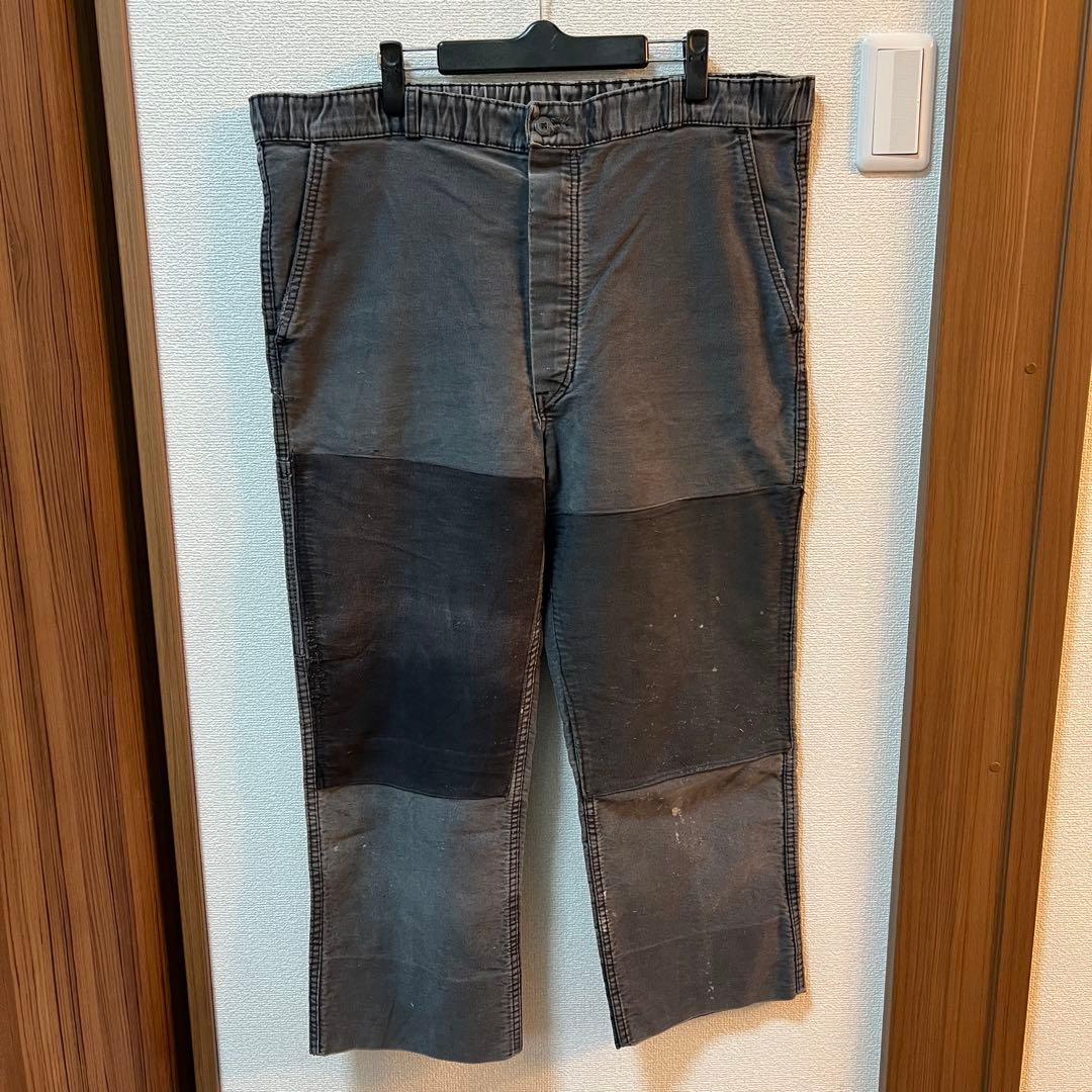 60s French work ブラックモールスキン ワークトラウザーズ