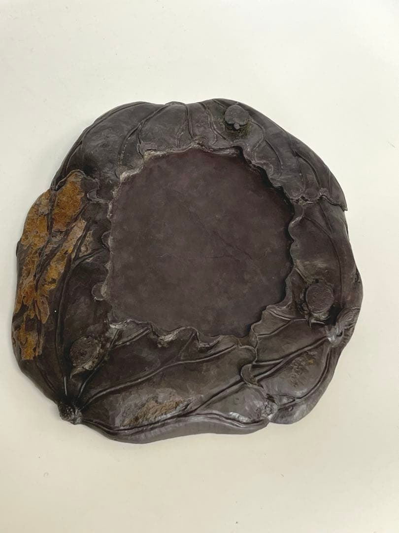 文房具 両面用　清時代蓮の花型硯 書　時代物 重さ：2664g /西X4-4