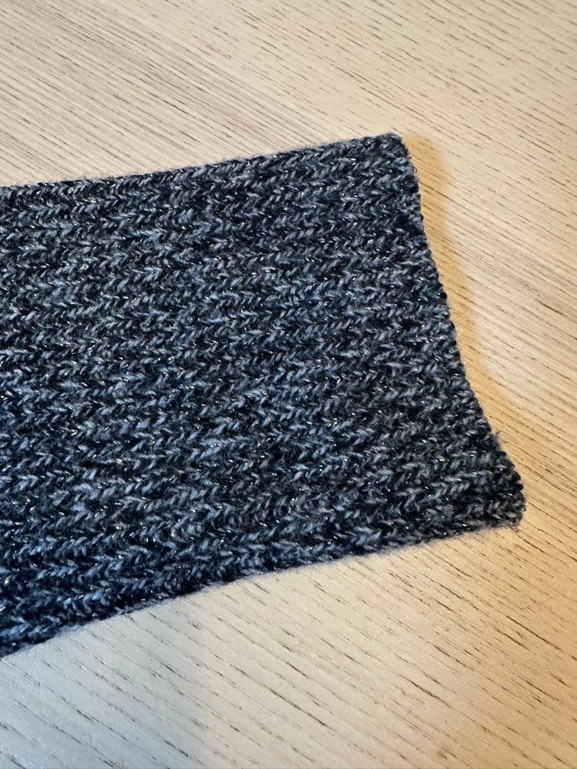 IENA ハイネック ロングニットワンピース グレー、ラメ入り