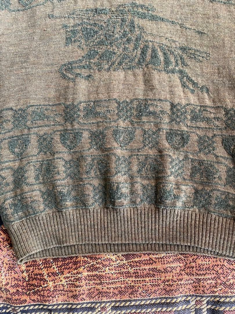 【英国製】80s 90s 希少柄 Burberrys ニット•セーター グリーン