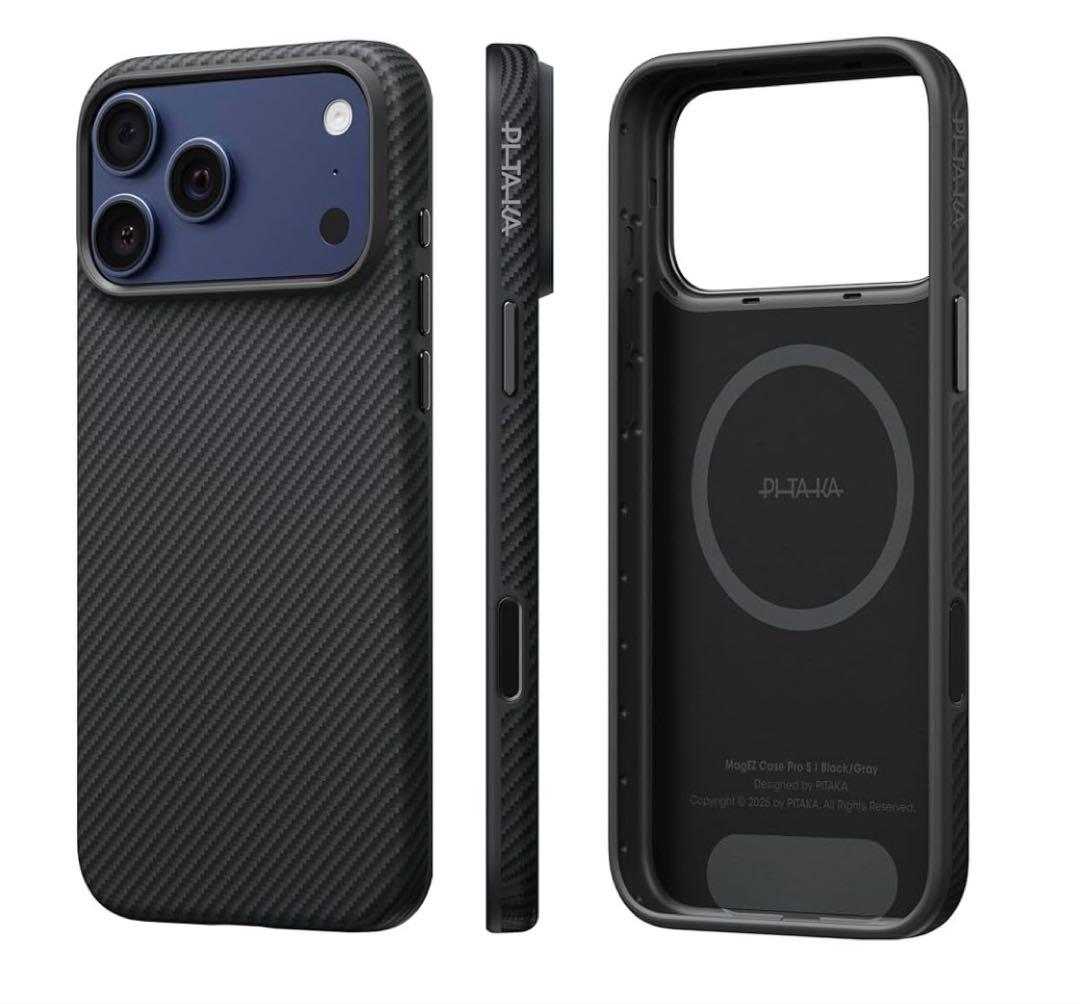 PITAKA iPhone 17 Proケース 耐衝撃 MagSafe ブラック