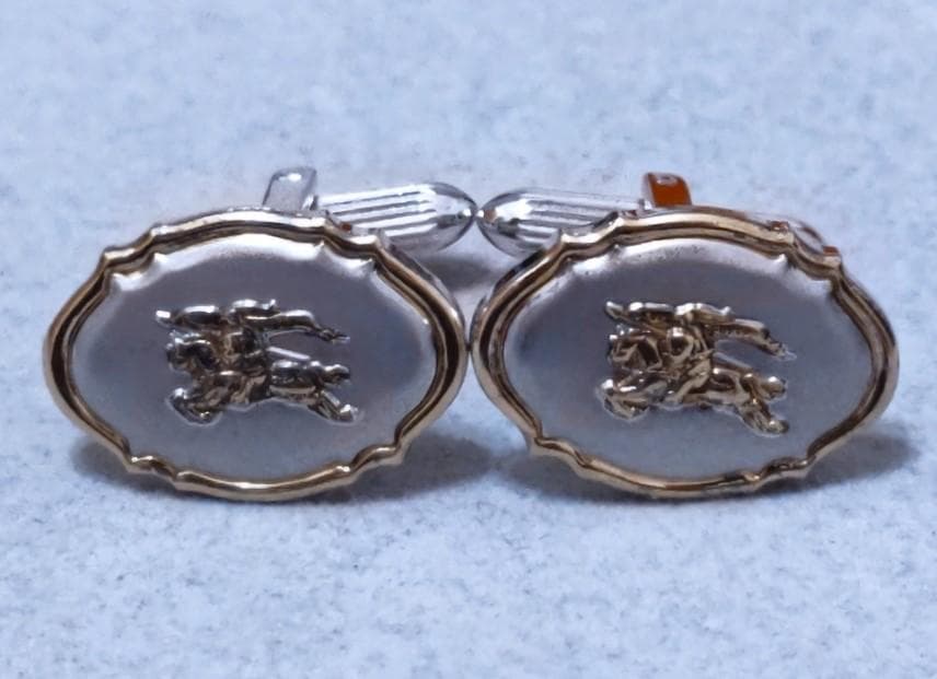 バーバリー　馬上の騎士　SILVER925K14GF　カフス　C1968