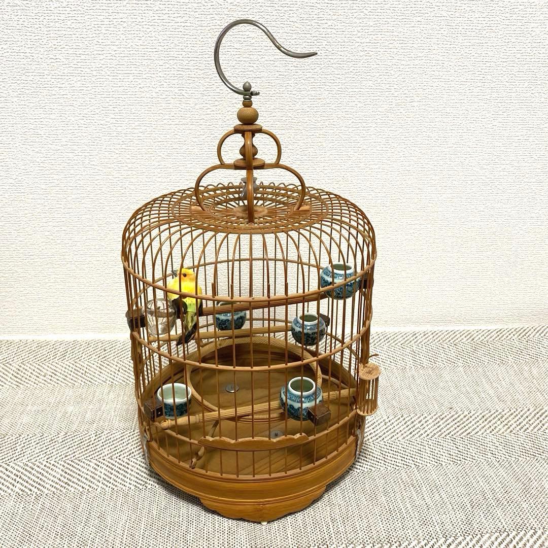 竹製 鳥かご 餌入れなどの小物セット　アジアン　インテリア【大幅お値下げ‼︎‼︎】