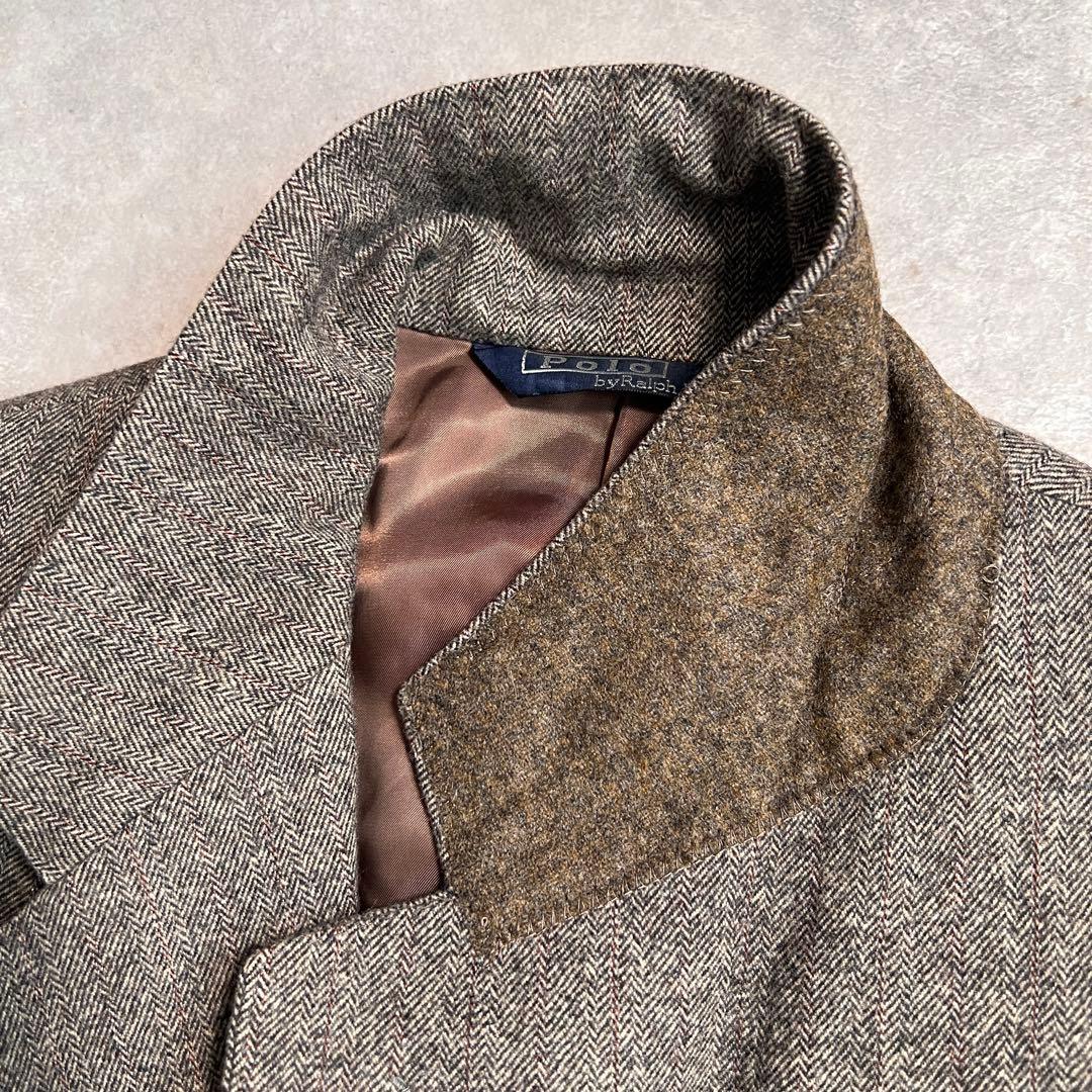 【極美品】ポロラルフローレン ブラウンヘリンボーン ウールサキソニー A5