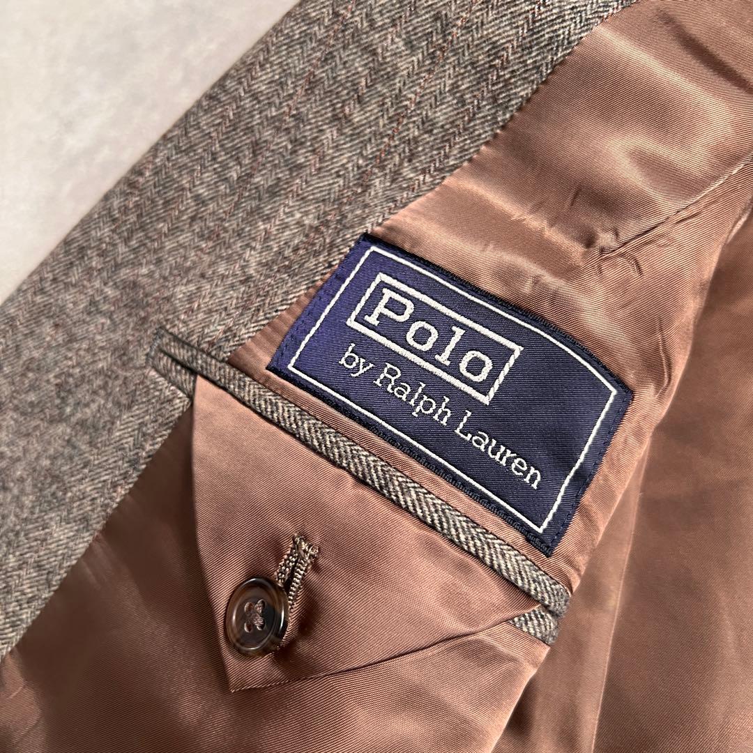 【極美品】ポロラルフローレン ブラウンヘリンボーン ウールサキソニー A5