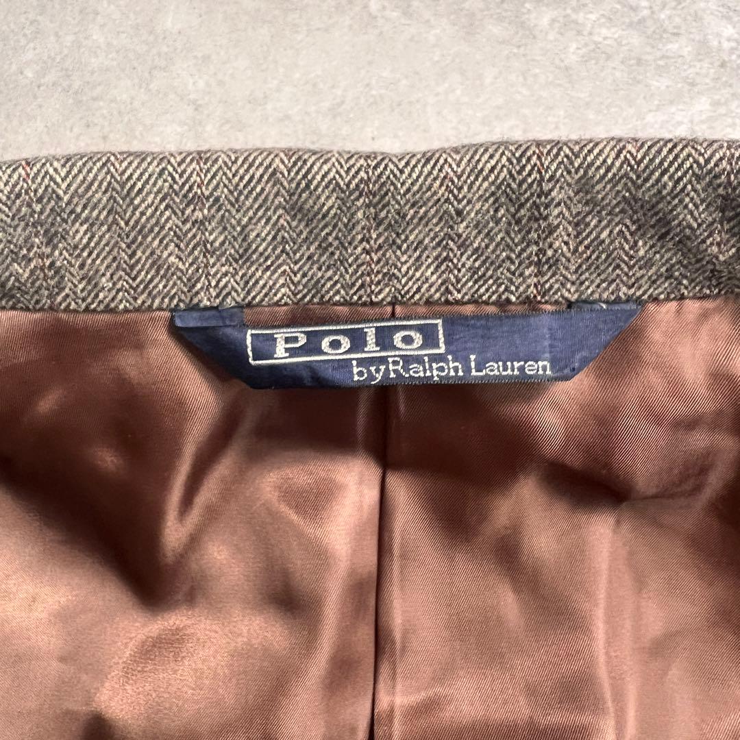 【極美品】ポロラルフローレン ブラウンヘリンボーン ウールサキソニー A5