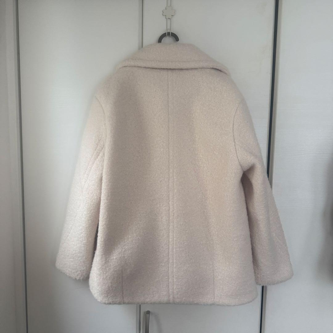 未使用級 ZARA ブークレダブルブレストミディ丈コート XS