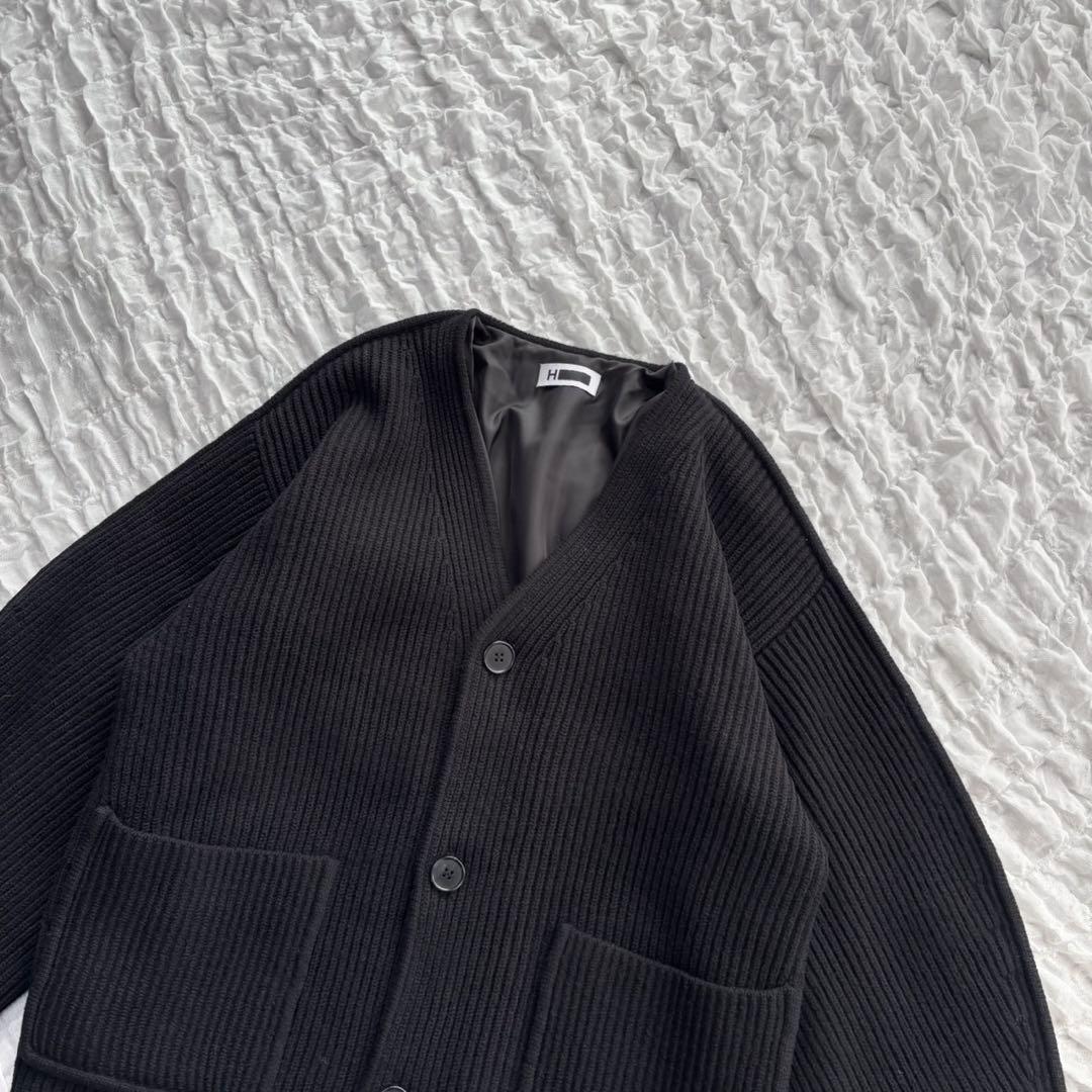 【美品】 H BEAUTY&YOUTH ウールナイロンリブカーディガン
