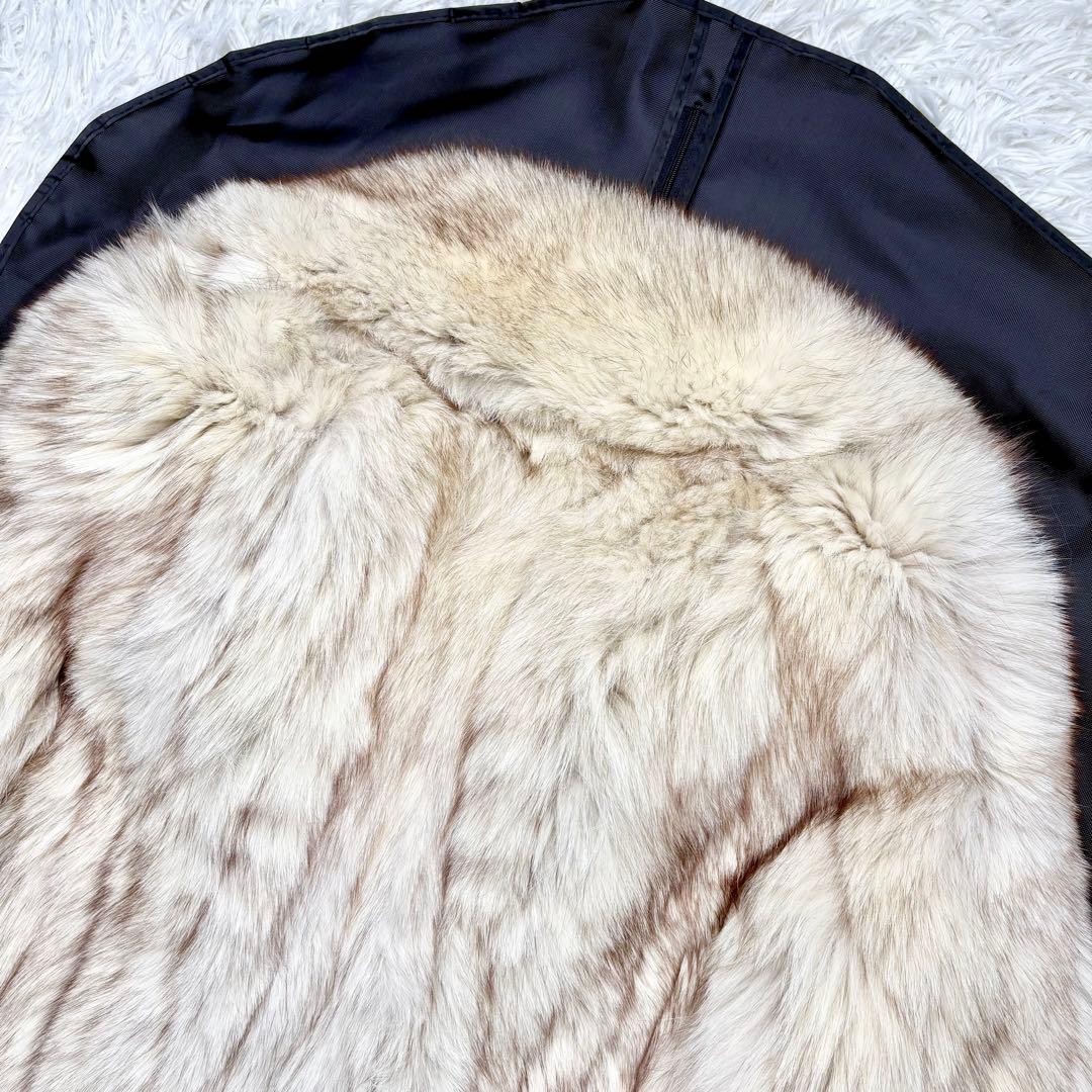 リアルフォックスファーコート ロング丈 ふわふわ XLサイズ相当 総丈117cm